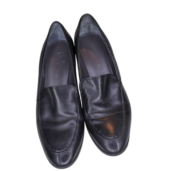 Franco Sarto Chunky Block Heel Loafers Black Leather 90s Y2K Classic - Picture 2 of 5